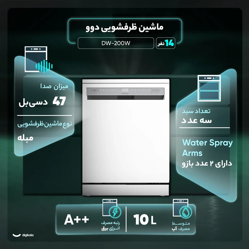 ظرفشویی دوو 14 نفره مدل DW-200قسطی