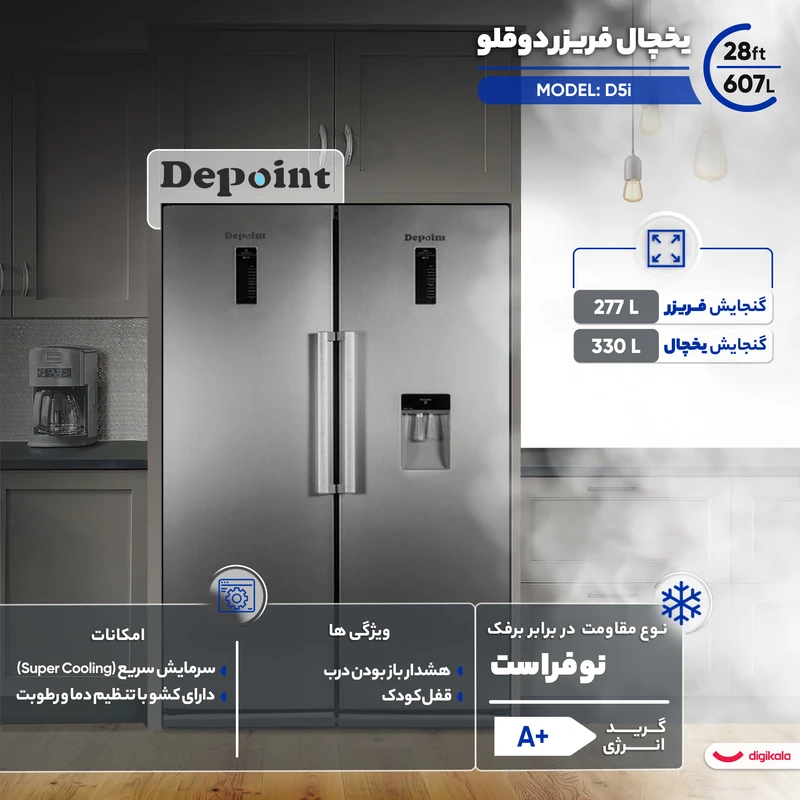 یخچال فریزر دوقلو دیپوینت مدل D5iقسطی